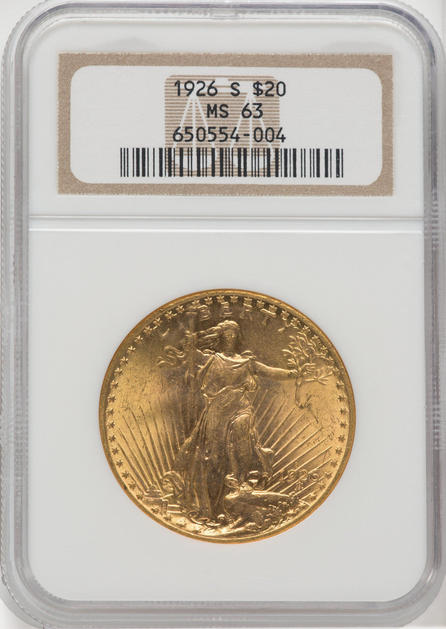 1926-S $20 Saint-Gaudens Double Eagle NGC MS63