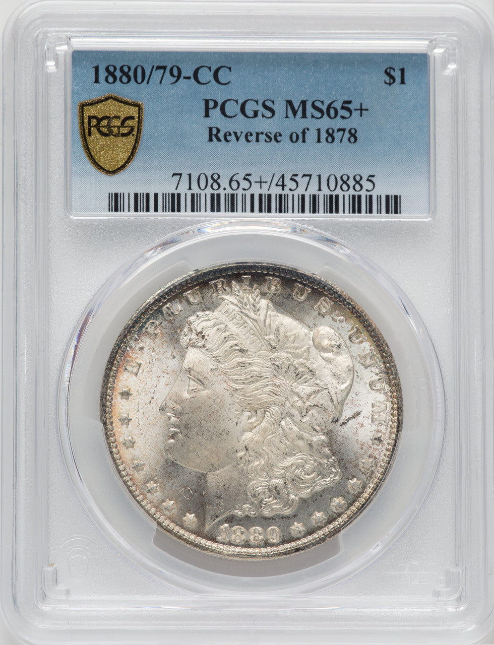 1880-CC $1 Reverse of 1878 Morgan Dollar PCGS MS65+