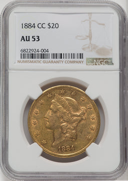 1884-CC $20 Liberty Double Eagle NGC AU53