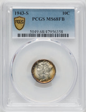 1943-S 10C FB Mercury Dime PCGS MS68