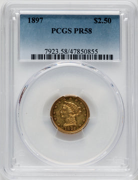 1897 $2.50 Proof Liberty Quarter Eagle PCGS AU58