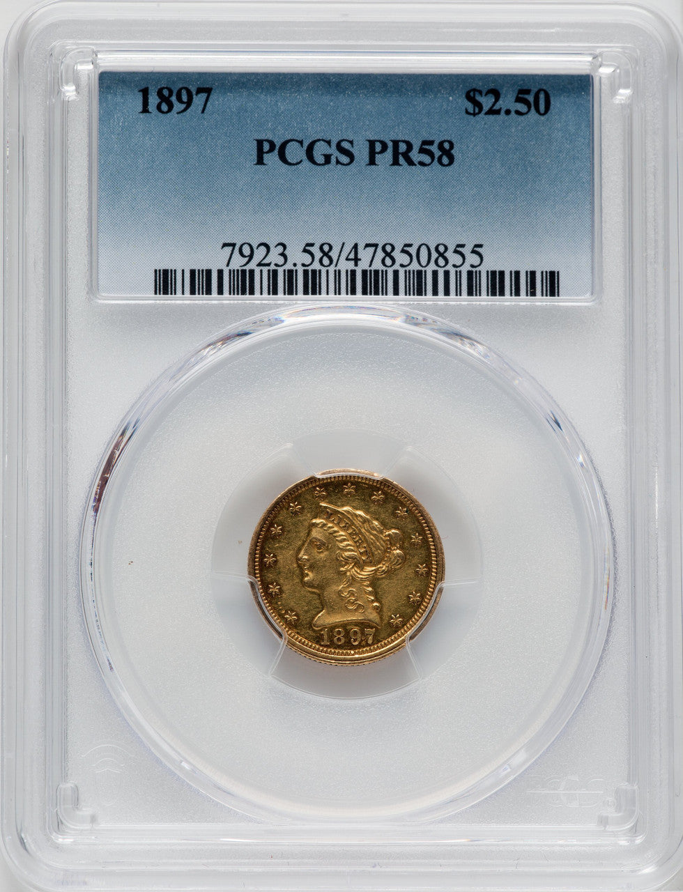 1897 $2.50 Proof Liberty Quarter Eagle PCGS AU58