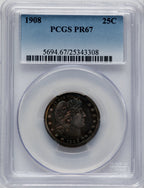 1908 25C Proof Barber Quarter PCGS PR67