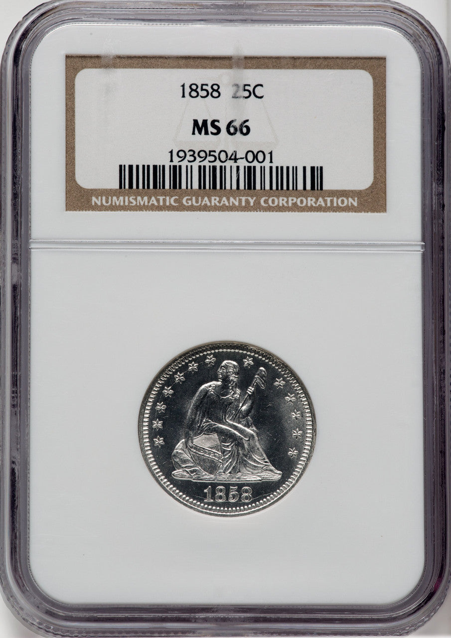 1858 25C Seated Quarter NGC MS66