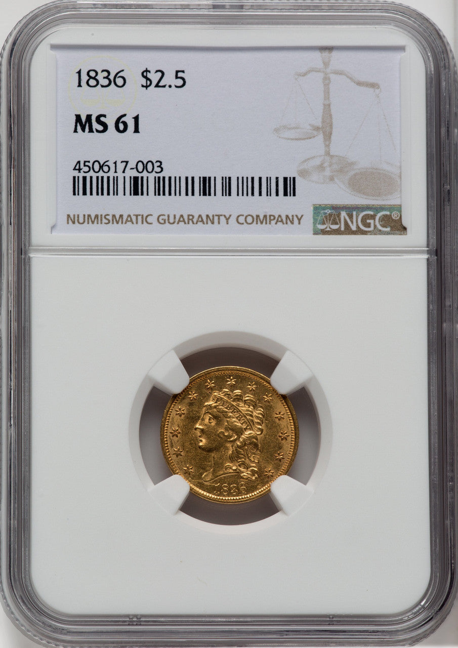 1836 $2.50 Script 8 Classic Quarter Eagle NGC MS61