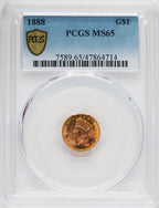 1888 G$1 Gold Dollar PCGS MS65