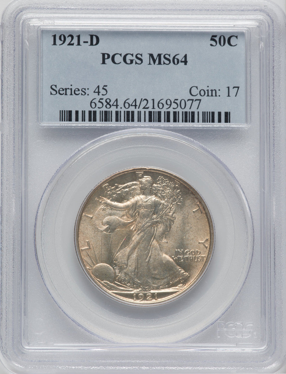 1921-D 50C Walking Liberty Half Dollar PCGS MS64