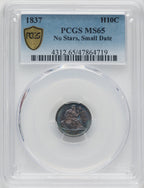 1837 No Stars Small Date (Flat Top 1) Seated Half Dime PCGS MS65
