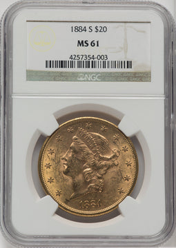 1884-S $20 Liberty Double Eagle NGC MS61