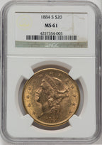 1884-S $20 Liberty Double Eagle NGC MS61