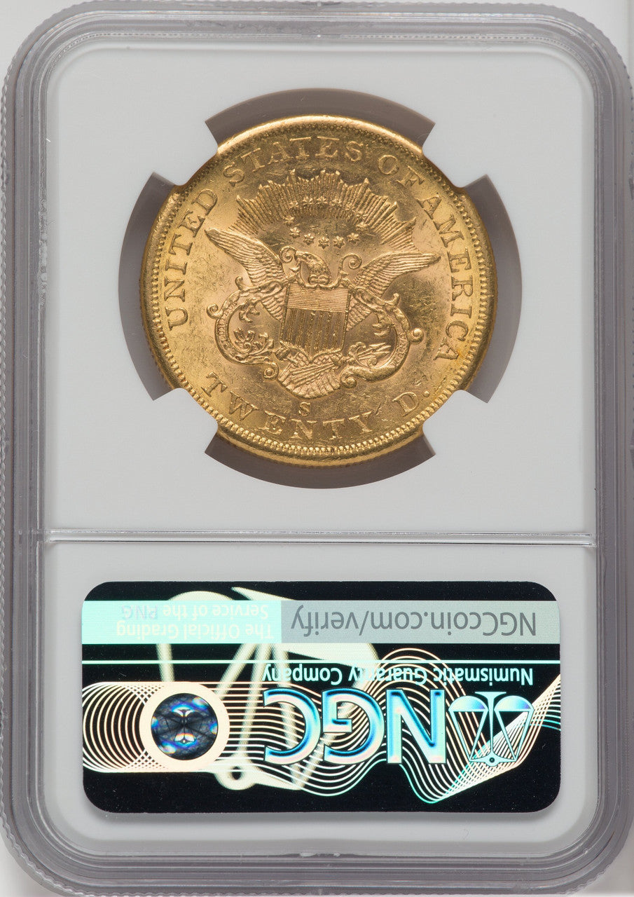 1858-S $20 Liberty Double Eagle NGC AU58
