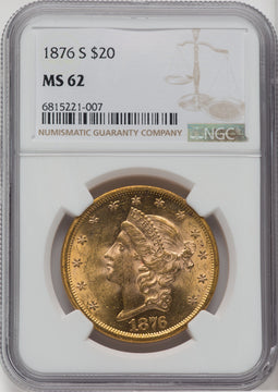 1876-S $20 Liberty Double Eagle NGC MS62