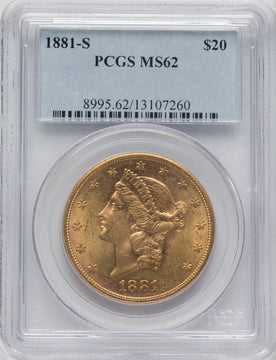 1881-S $20 Liberty Double Eagle PCGS MS62