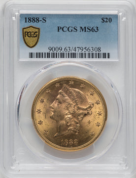 1888-S $20 Liberty Double Eagle PCGS MS63