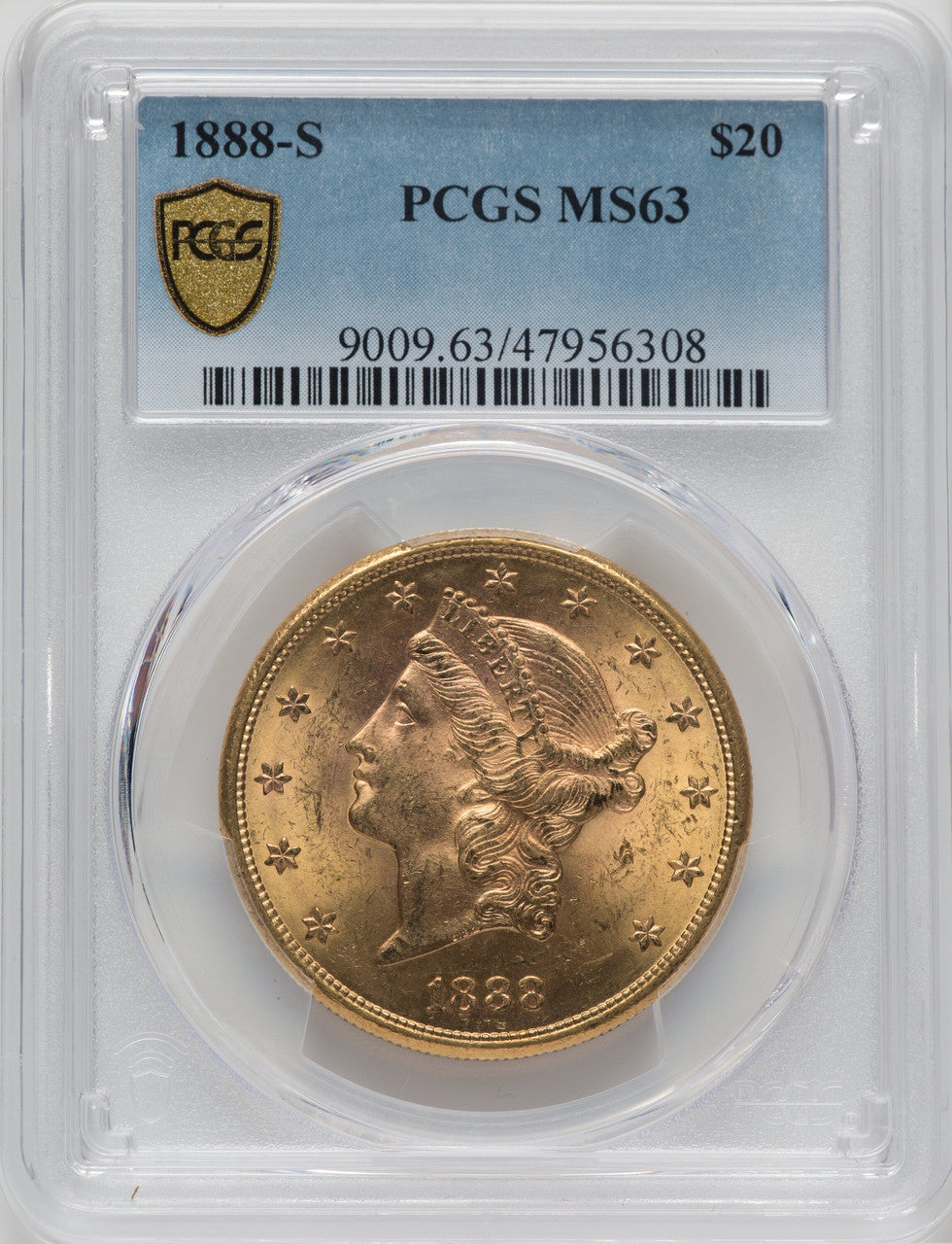 1888-S $20 Liberty Double Eagle PCGS MS63
