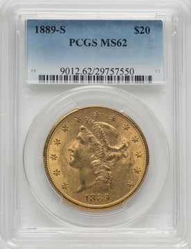1889-S $20 Liberty Double Eagle PCGS MS62