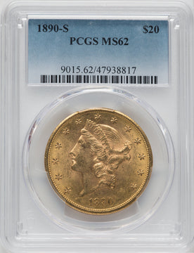 1890-S $20 Liberty Double Eagle PCGS MS62