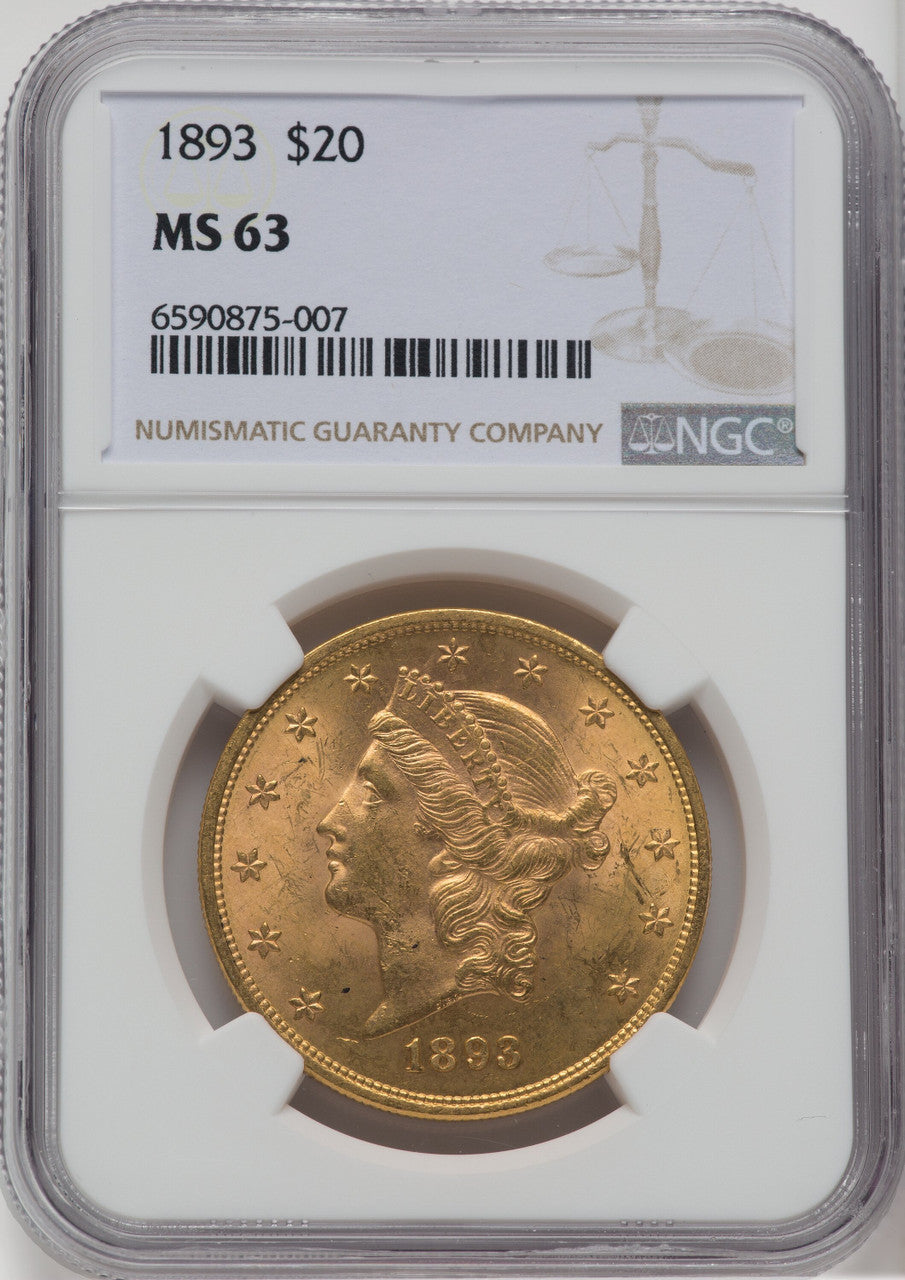 1893 $20 Liberty Double Eagle NGC MS63 (760269011)