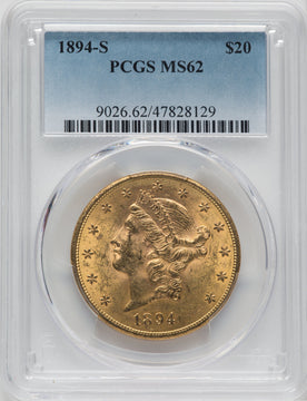 1894-S $20 Liberty Double Eagle PCGS MS62