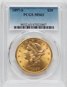 1897-S $20 Liberty Double Eagle PCGS MS63