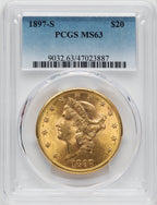 1897-S $20 Liberty Double Eagle PCGS MS63