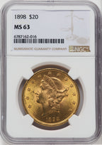 1898 $20 Liberty Double Eagle NGC MS63