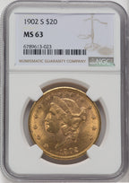 1902-S $20 Liberty Double Eagle NGC MS63