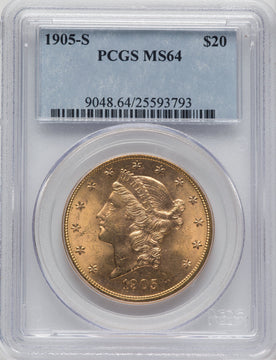 1905-S $20 Liberty Double Eagle PCGS MS64