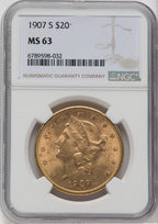 1907-S $20 Liberty Double Eagle NGC MS63