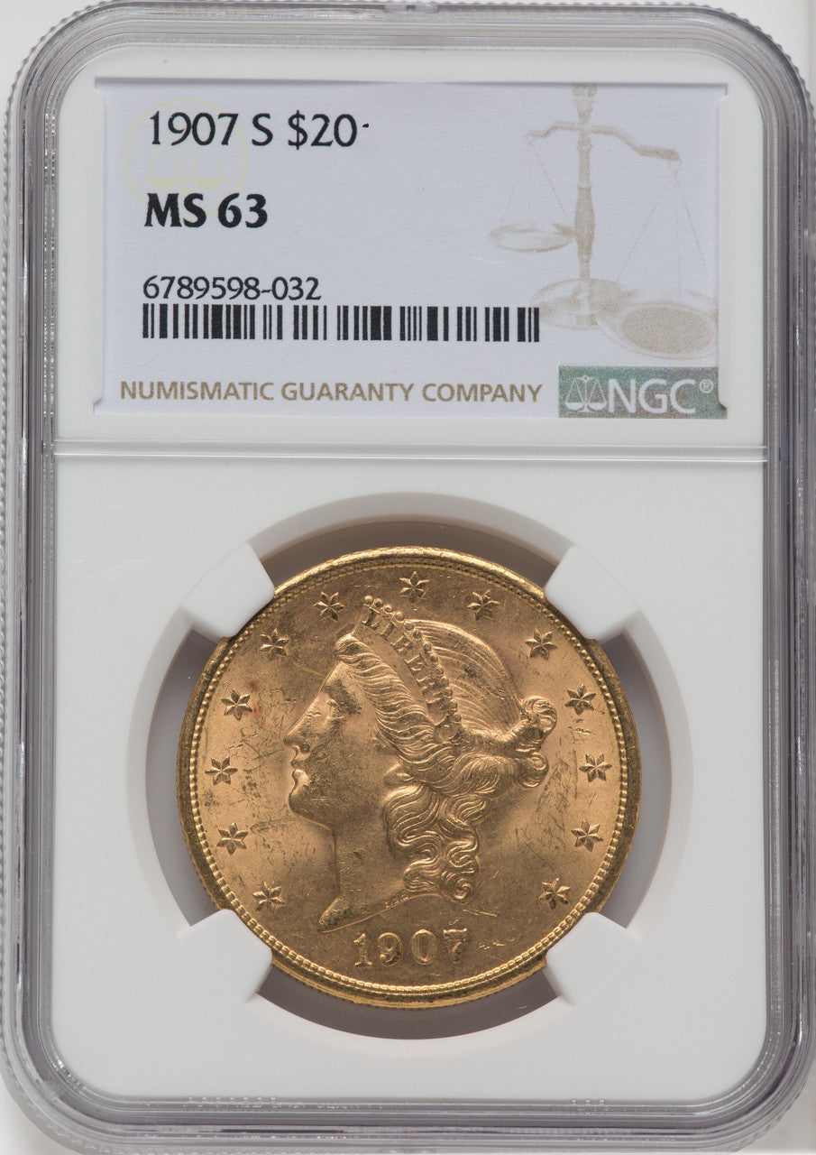 1907-S $20 Liberty Double Eagle NGC MS63