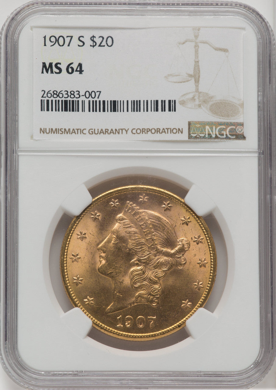 1907-S $20 Liberty Double Eagle NGC MS64