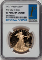 2023-W G$50 One Ounce Gold Eagle First Day of Issue NGC PF70