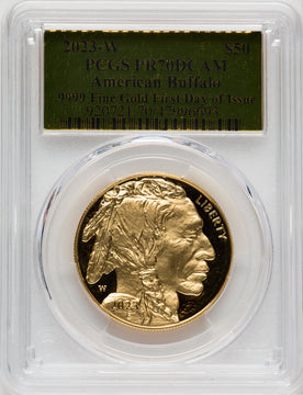 2023-W G$50 Gold Buffalo First Day of Issue DCAM PCGS PR70