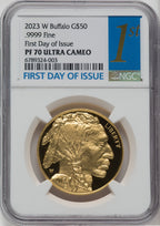 2023-W G$50 Gold Buffalo First Day of Issue DCAM NGC PF70