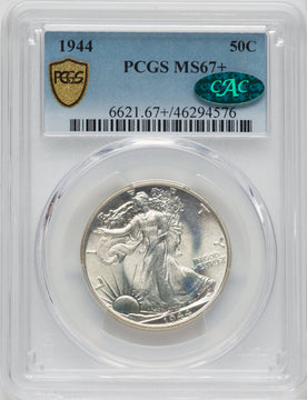 1944 50C CAC Walking Liberty Half Dollar PCGS MS67+
