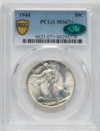 1944 50C CAC Walking Liberty Half Dollar PCGS MS67+