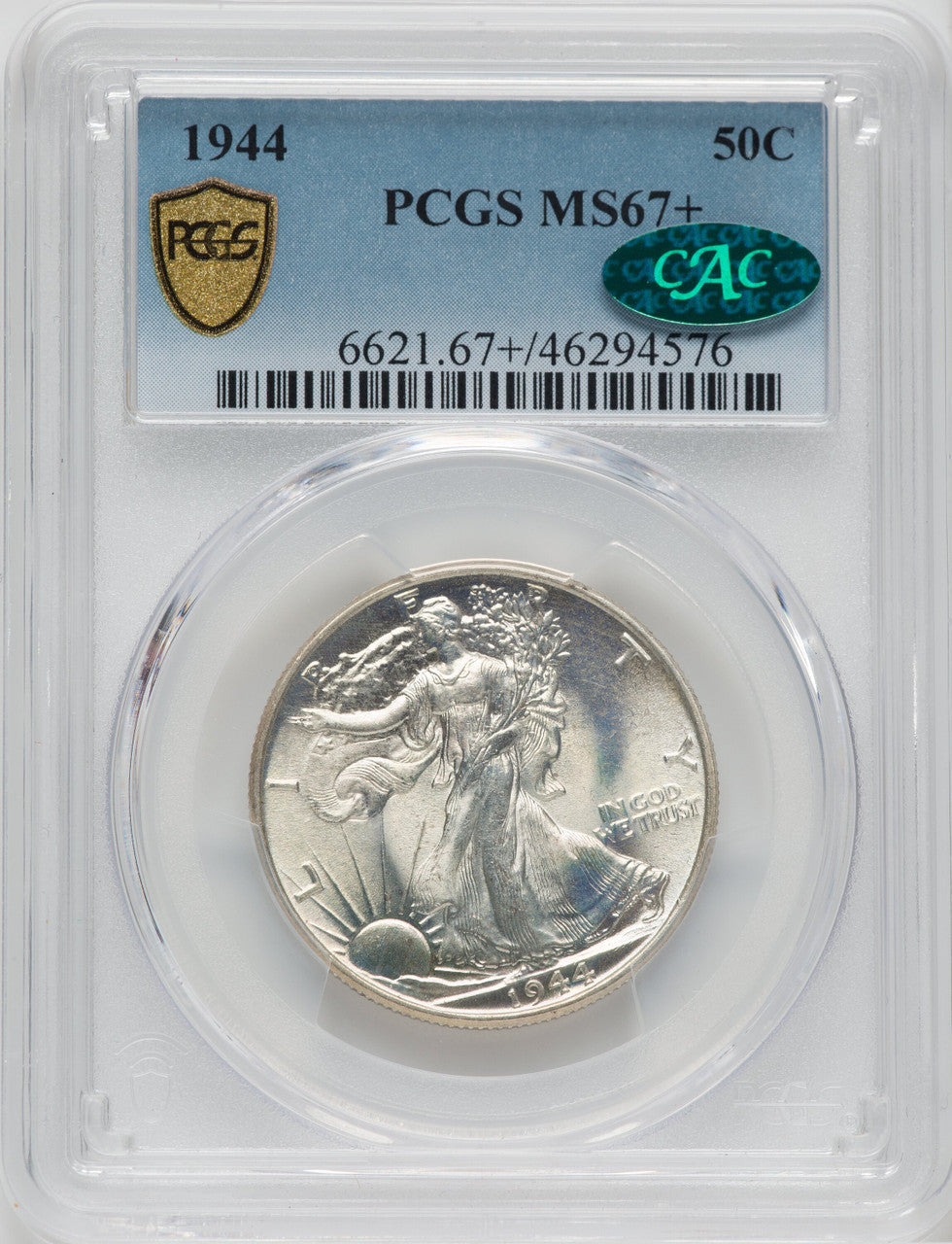 1944 50C CAC Walking Liberty Half Dollar PCGS MS67+