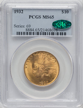 1932 $10 CAC Indian Eagle PCGS MS65