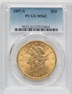1897-S $20 Liberty Double Eagle PCGS MS62