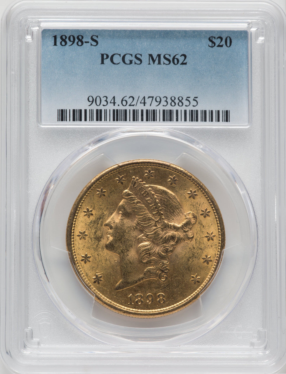 1898-S $20 Liberty Double Eagle PCGS MS62