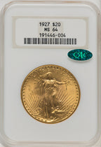 1927 $20 CAC Saint-Gaudens Double Eagle NGC MS64