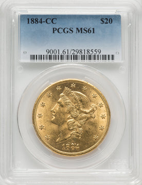 1884-CC $20 Liberty Double Eagle PCGS MS61