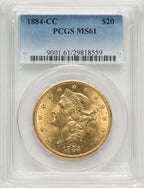 1884-CC $20 Liberty Double Eagle PCGS MS61