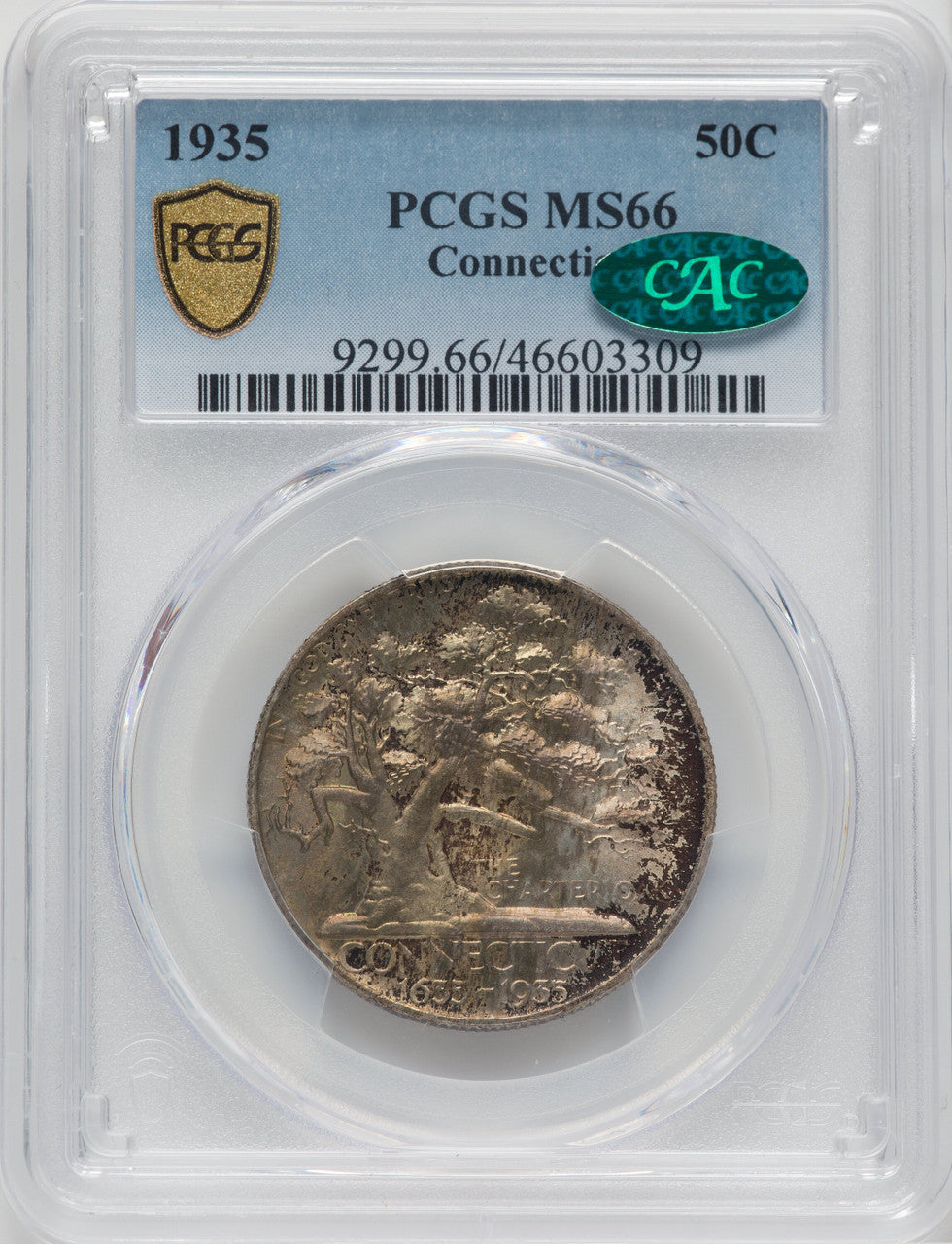 1935 50C Connecticut CAC Commemorative Silver PCGS MS66
