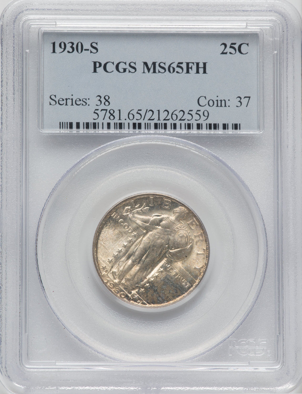 1930-S 25C FH Standing Liberty Quarter PCGS MS65