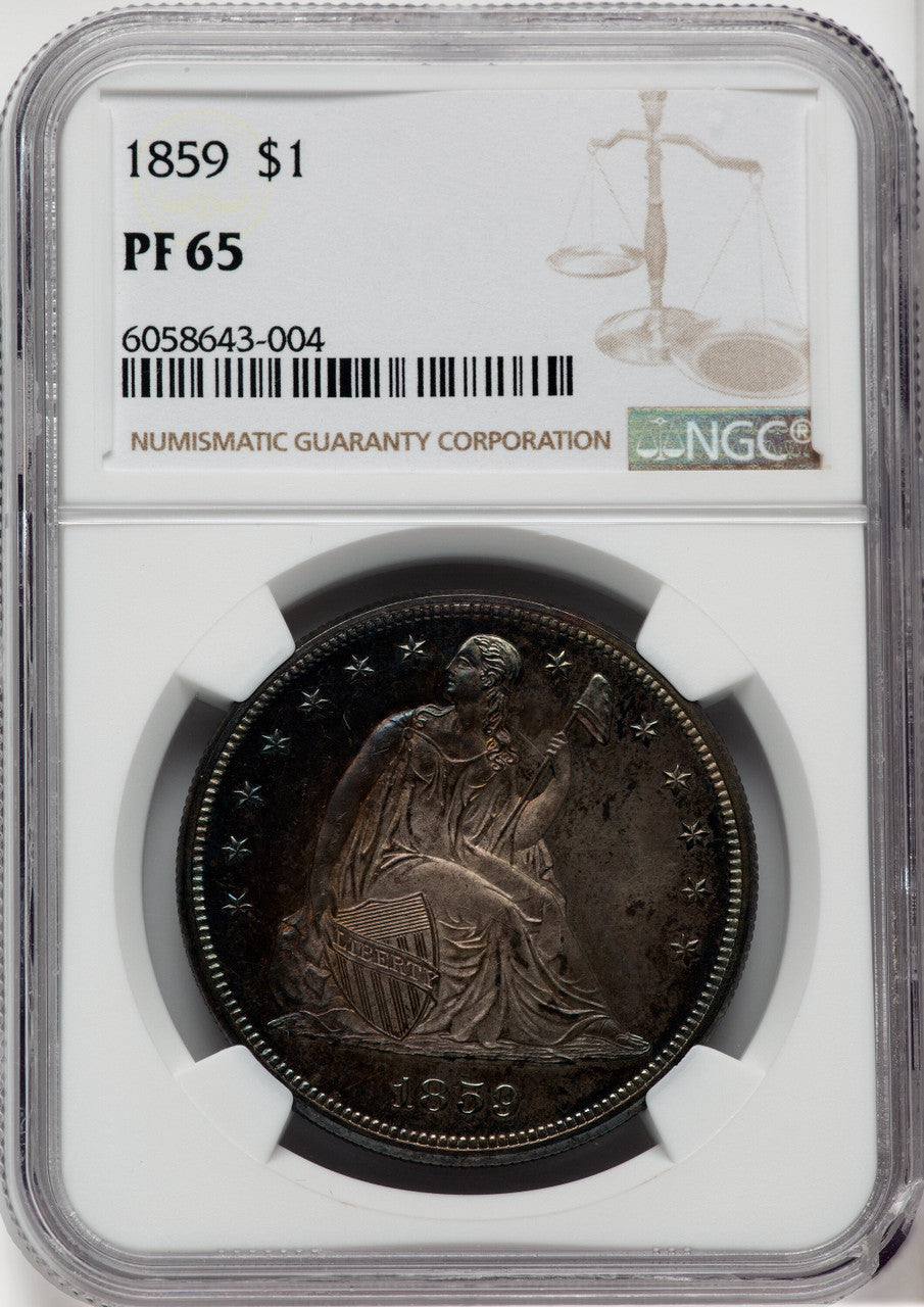 1859 S$1 Proof Seated Dollar NGC PR65