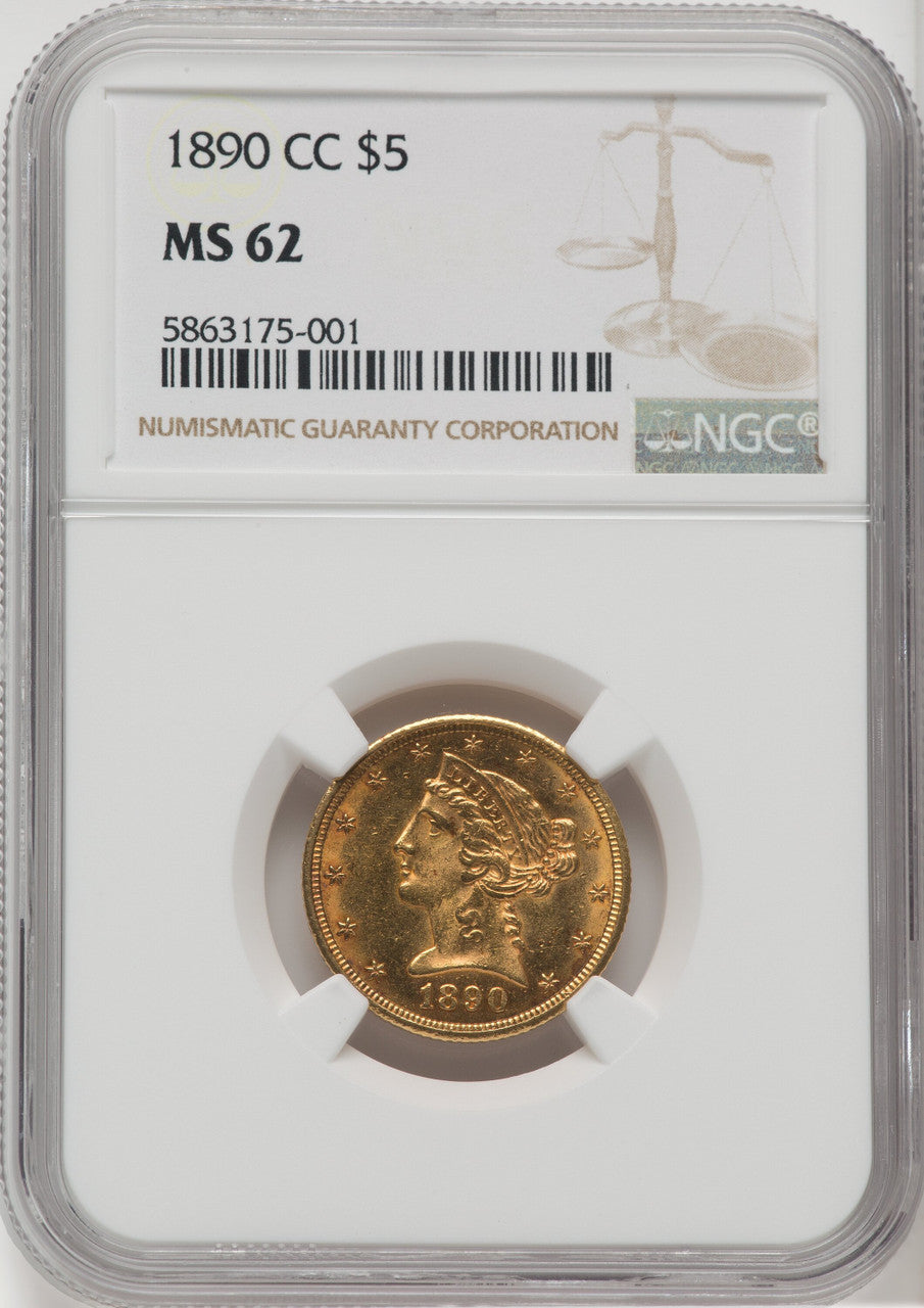 1890-CC $5 Liberty Half Eagle NGC MS62