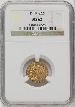 1910 $2.50 Indian Quarter Eagle NGC MS62 (176020011)