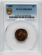 1880 1C RD Proof Indian Cent PCGS PR65
