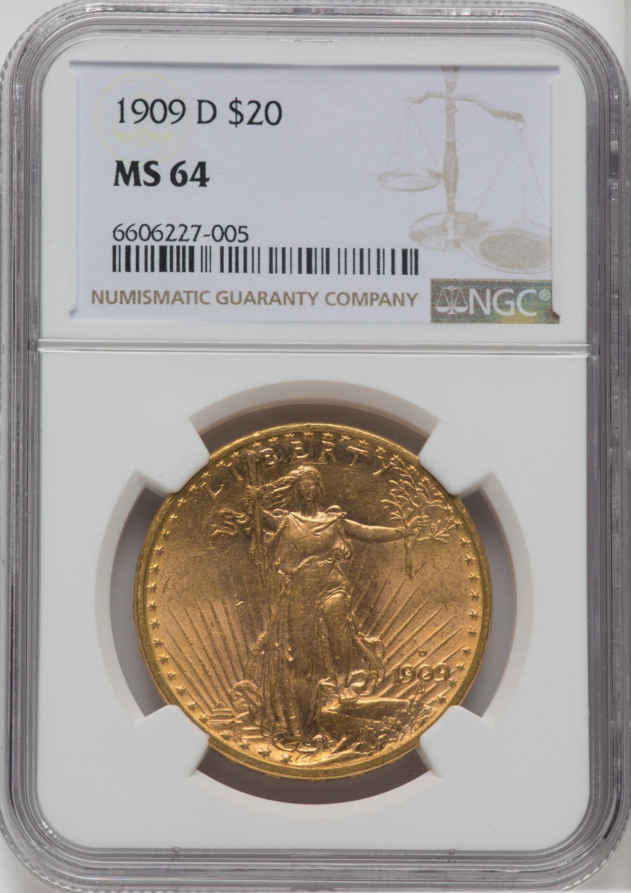 1909-D $20 Saint-Gaudens Double Eagle NGC MS64
